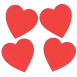 4-Inch Red Heart Decorations, 10-Pack