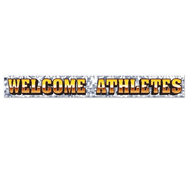 Welcome Athletes Metallic Fringe Banner, 5 ft