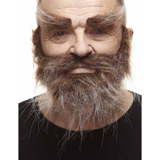 Brown and White Moustache, Beard and Eyebrows Costume Set