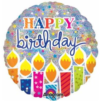 Shimmer Birthday Candles 18-Inch Round Foil Balloon