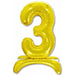 26-Inch Gold Stand-Up Number 3 Balloon