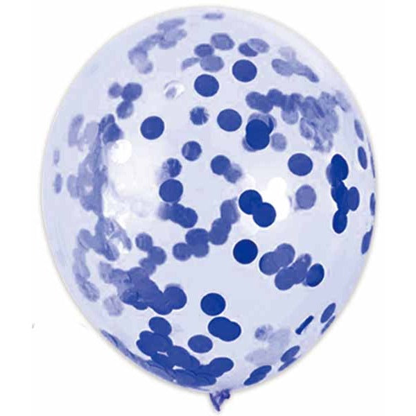 12-Inch Royal Tricolor Confetti Print Latex Balloons, 4 Pack