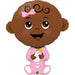 Baby Girl Brown Skin Tone 38-Inch Shaped Foil Balloon