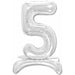 26-Inch Silver Stand-Up Number 5 Balloon