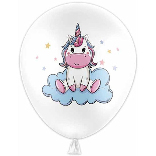 White Unicorn 12-Inch Latex Balloons, 6 Pack