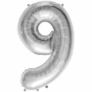 16 Inch Silver Number 9 Balloon