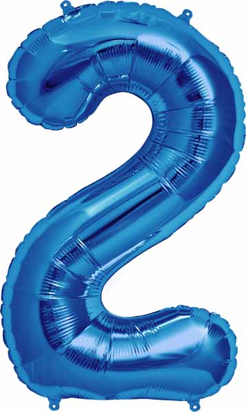 34 Inch Blue Number 2 Balloon