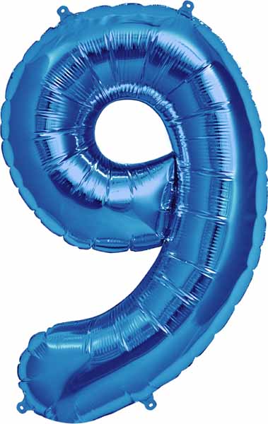 34-Inch Blue Number 9 Balloon