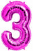 34-Inch Magenta Number 3 Balloon