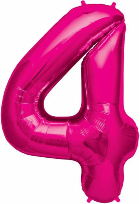 34-Inch Magenta Number 4 Balloon