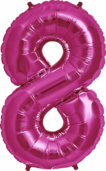 34-Inch Magenta Number 8 Balloon
