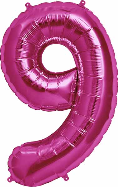 34 Inch Magenta Number 9 Balloon