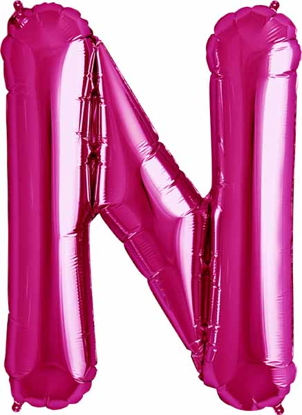 34 Inch Magenta Letter N Balloon
