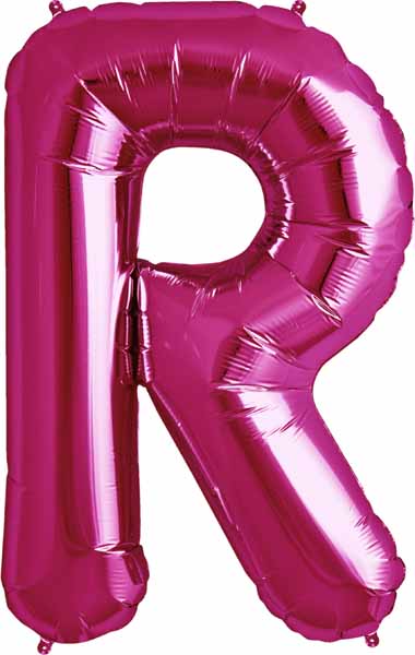 34-Inch Magenta Letter R Balloon