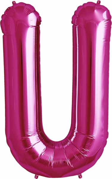 34" Magenta Letter U Balloon