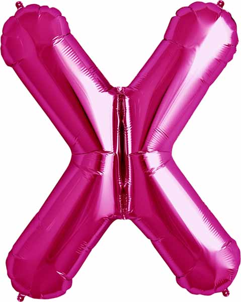 34-Inch Magenta Letter X Balloon