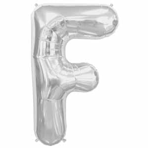 34-Inch Silver Letter F Balloon