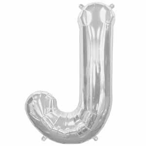 34 Inch Silver Letter J Balloon