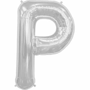 34-Inch Silver Letter P Balloon