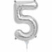 16 Inch Silver Number 5 Balloon
