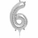 Silver Number 6 Balloon, 16 Inch