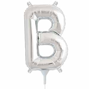 Silver Letter B Balloon, 16 Inch