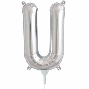 Silver Letter U Balloon, 16 Inch