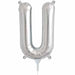 Silver Letter U Balloon, 16 Inch
