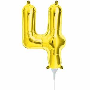 Gold Number 4 Balloon, 16 Inch