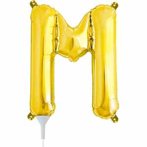 Gold Letter M Balloon, 16 Inch