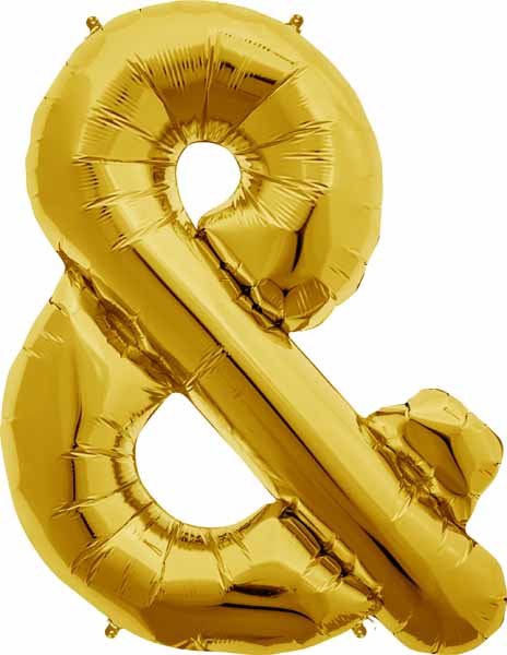 34-Inch Gold Ampersand Symbol Balloon