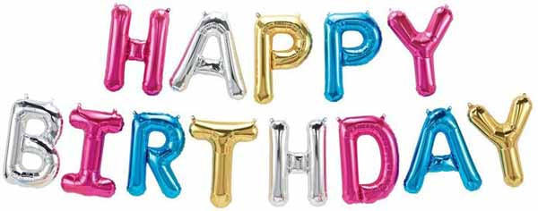 16-Inch Multicolor Happy Birthday Letter Balloon Kit