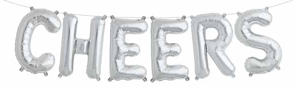 16" Silver CHEERS Letter Balloon Kit