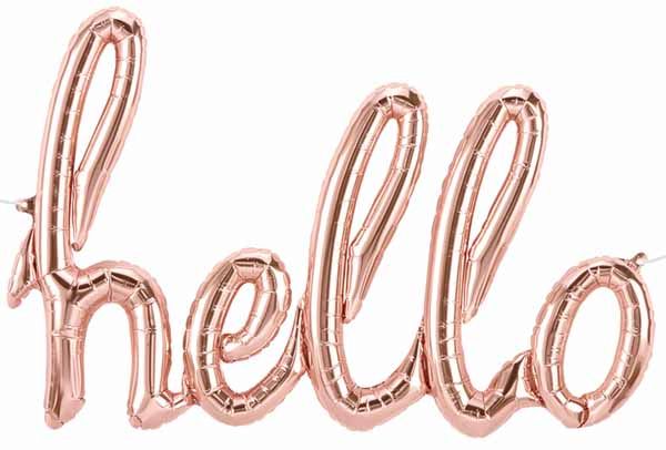 47 Inch Rose Gold Hello Script Balloon