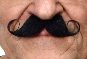 Black Mini Curled Self-Adhesive Moustache, 9.5 x 5 cm