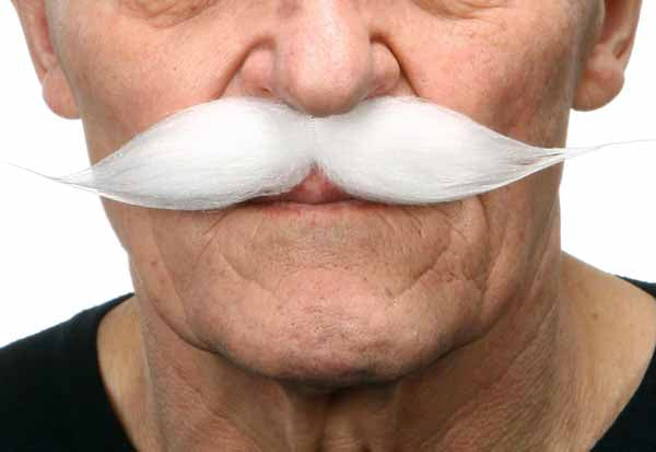 Pure White Costume Moustache, 19 cm x 3 cm