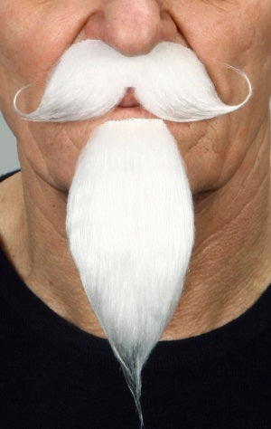 Pure White Self-Adhesive Moustache and Beard Set