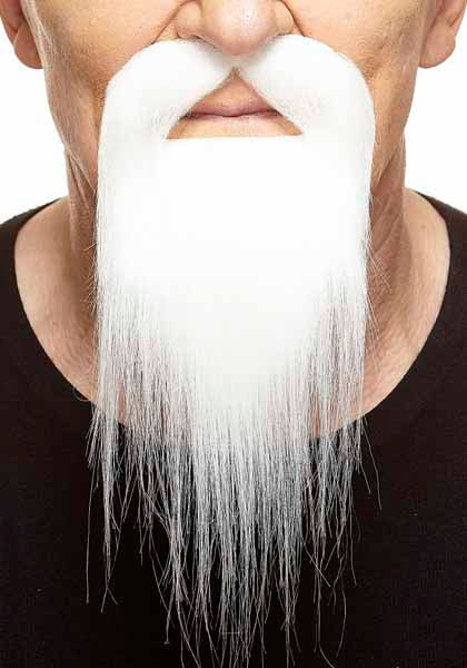 MOUSTACHE & BEARD WHITE 10X22CM