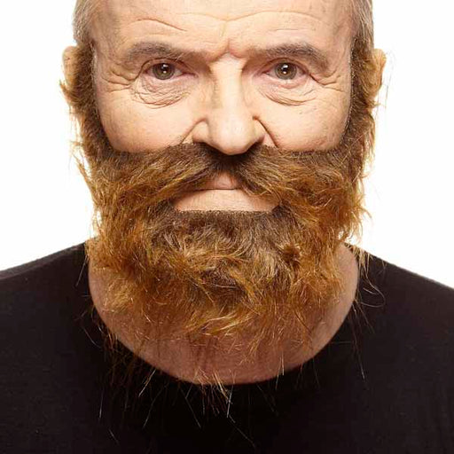 Medium Brown Costume Moustache and Beard Set
