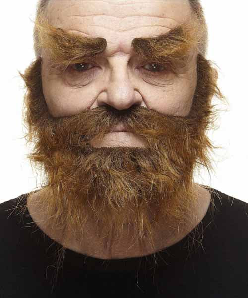 Medium Brown Moustache, Beard and Eyebrow Costume Set
