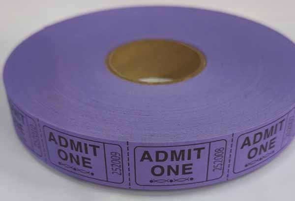 ROLL TICKETS 2000 ADMIT PURPLE