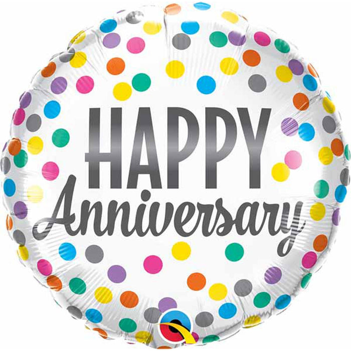 "Anniversary Confetti Dots Balloon Package - 18" Round"