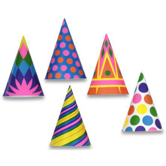 Assorted Bulk 7" Party Cone Hats - Pack Of 50.