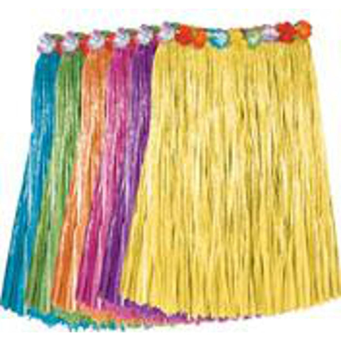 "Assorted Grass Skirt With Floral Waistband - 36 Inches"