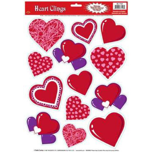 Assorted Heart Clings - Set Of 13 (12"X17")