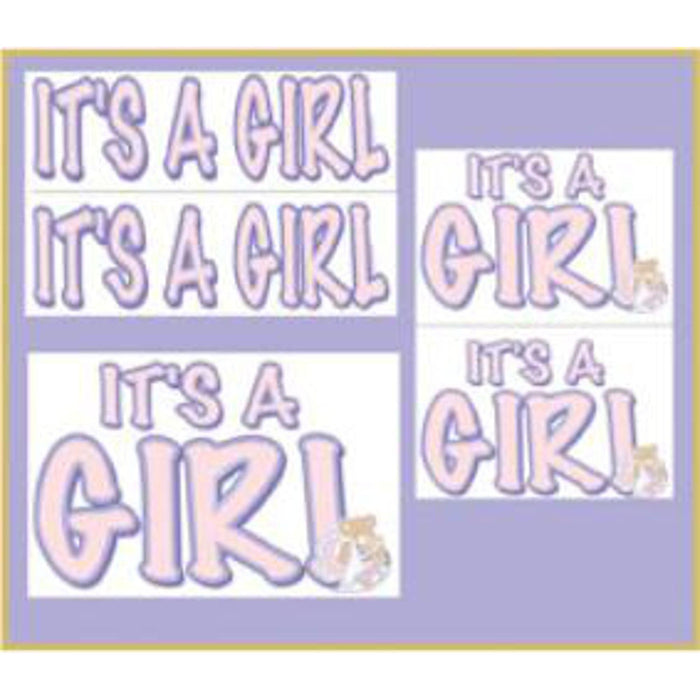 Assorted It'S A Girl Auto-Clings (5/Pkg)