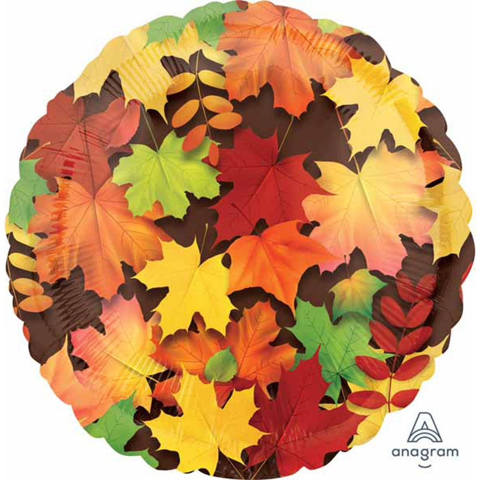 18" Colorful Leaves Round Shape Balloon (5/Pk)