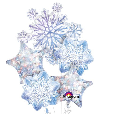 Snowflakes Prismatic Balloon Bouquet - Multicolor Party Decorations (1/pk)