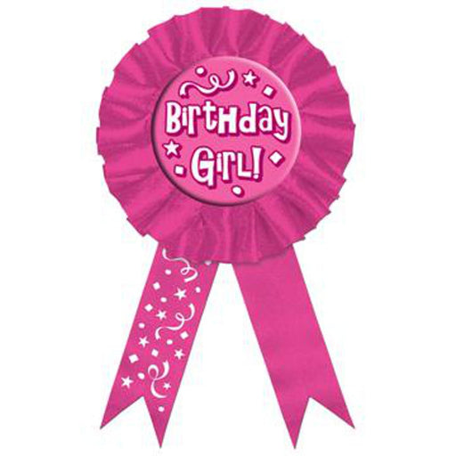 Birthday Girl Pink Award Ribbon Celebration (3/Pk)