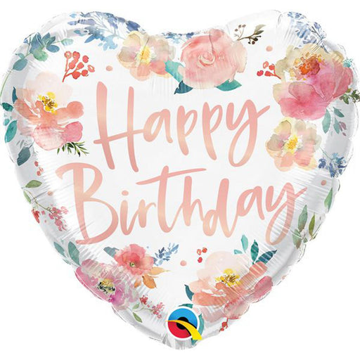 18" Foil Balloon Happy Birthday Watercolor Roses A Blossoming Celebration (5/Pk)